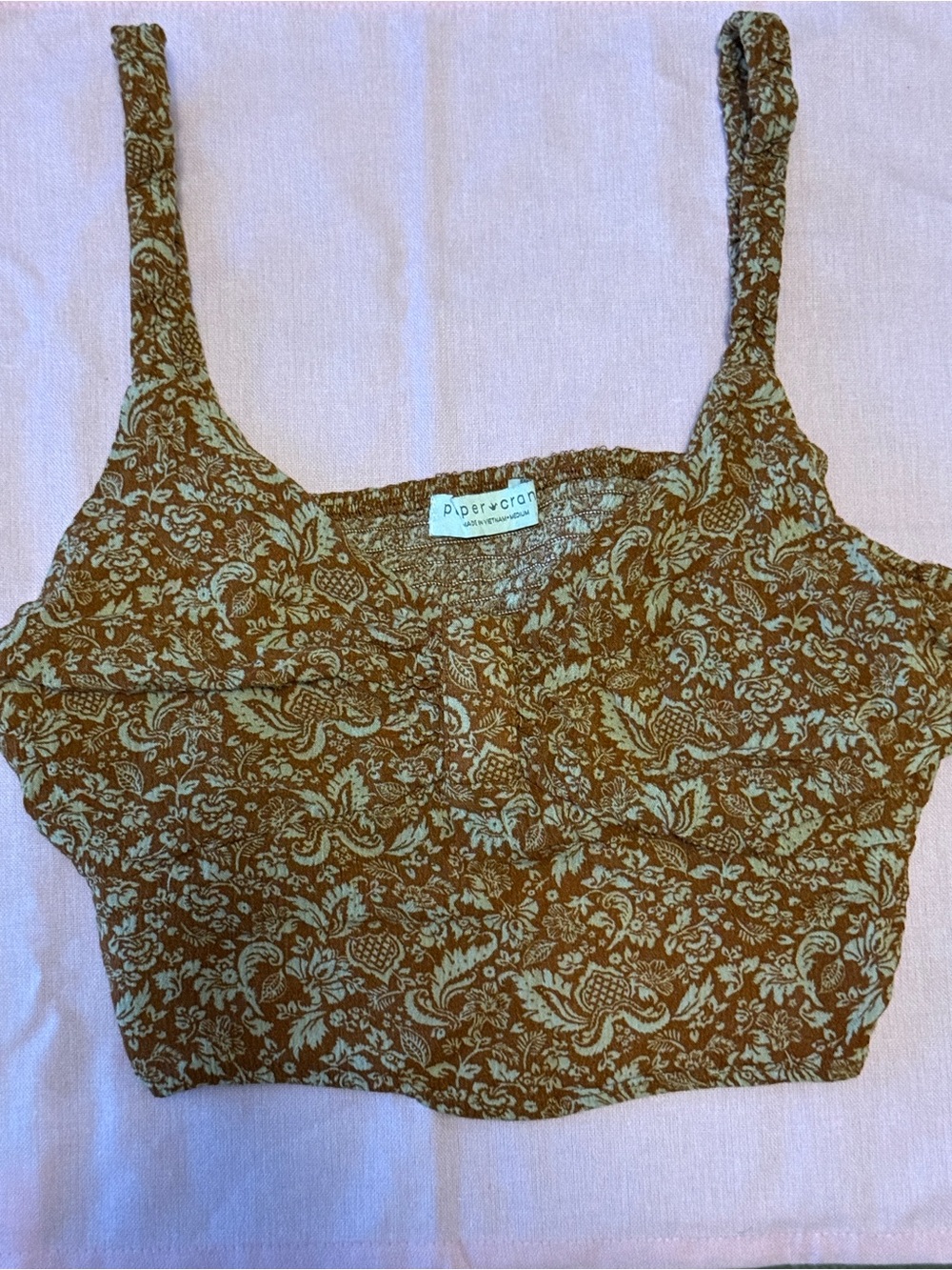 Brown and Cream Floral Crop